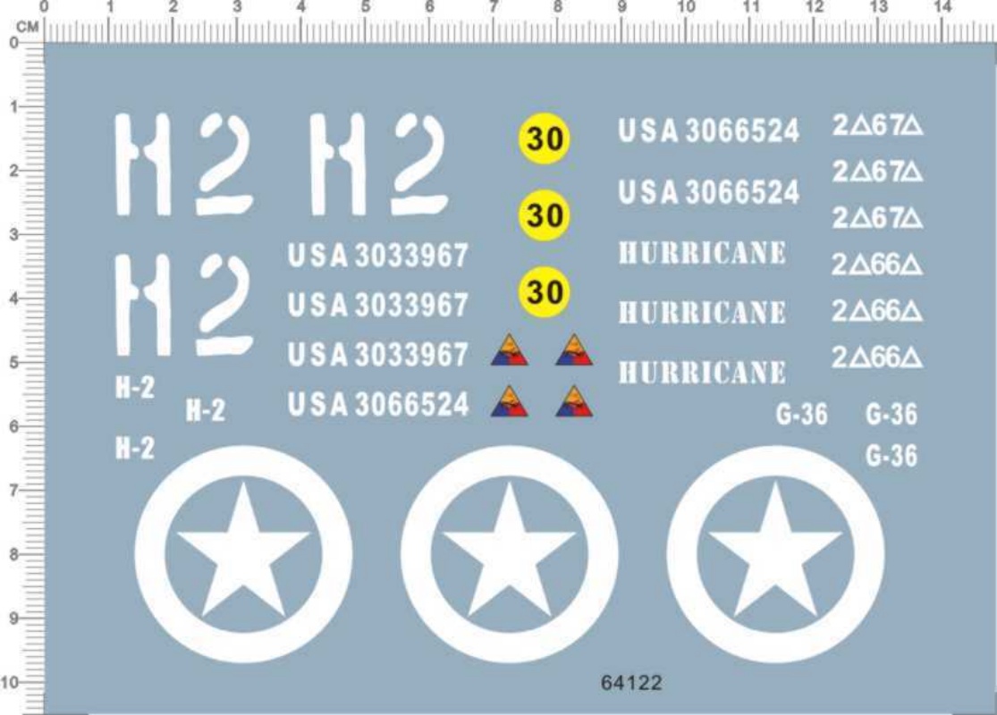 Model Kit Water Decal - สติ๊กเกอร์กันน้ำสำหรับ 1/16 1/18 สเกลสงครามโลกครั้งที่สองสหรัฐฯชาร์แมนรถถังรุ่น 64122