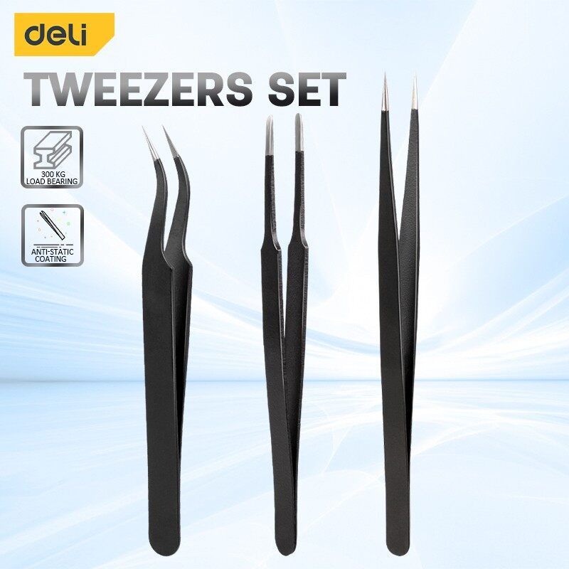 Deli ชุดแหนบสแตนเลสเกรด3ชิ้นสำ - Model Kit Tweezers บทวิจารณ์และราคา